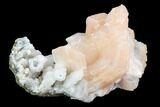 Pink-Orange Stilbite Crystal Cluster on Quartz Chalcedony - India #94296-1